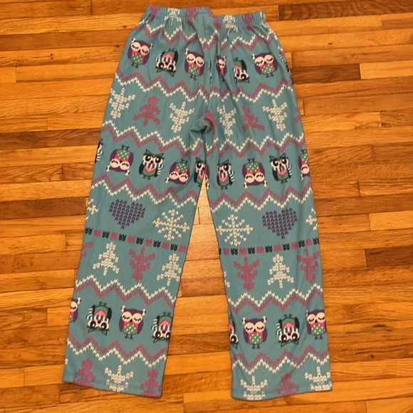4/$25 St. Eve Fleece Wide Leg Pajama Pants Blue Owl Holiday Girls Size 14 - Picture 2 of 5